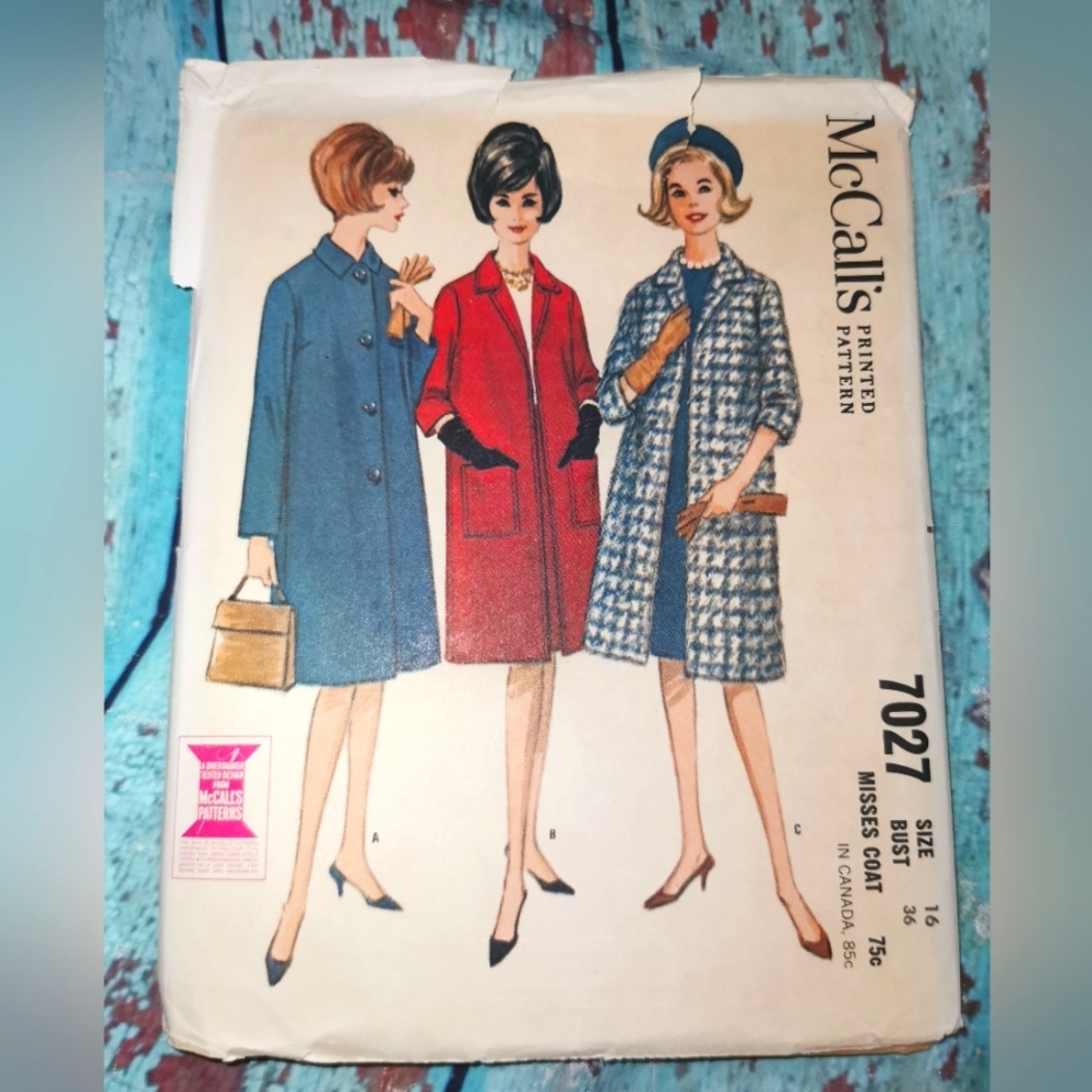 🧵Vintage McCall's Sewing Pattern 7027 1960s women’s coat